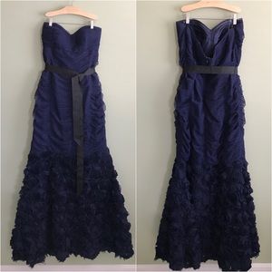 JS Collections Navy Rosette Formal Gown